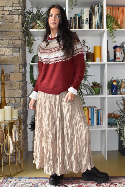 Fair Isle Knit Burgundy